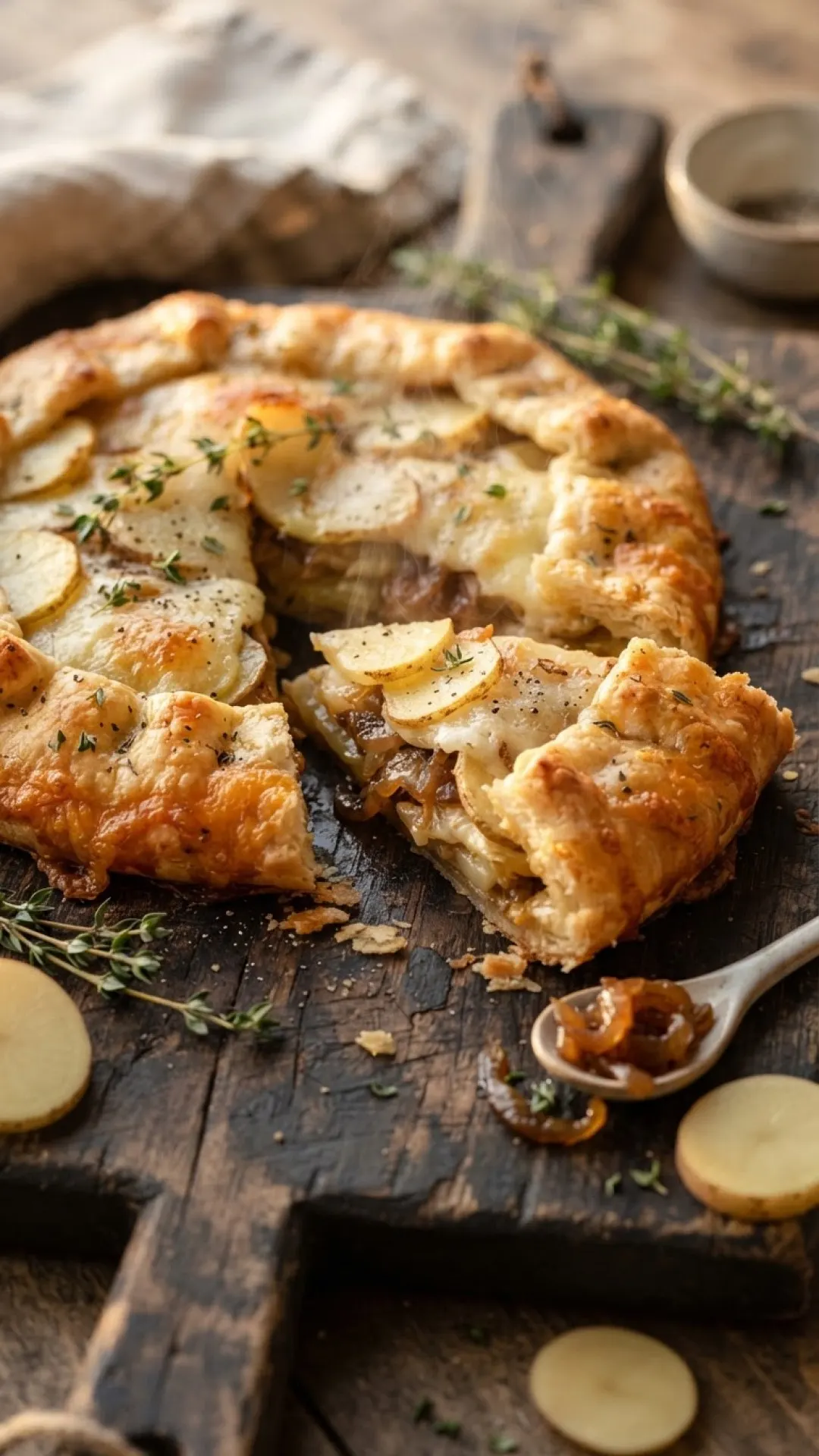 Cheddar, Potato & Caramelized Onion Galette Preparation