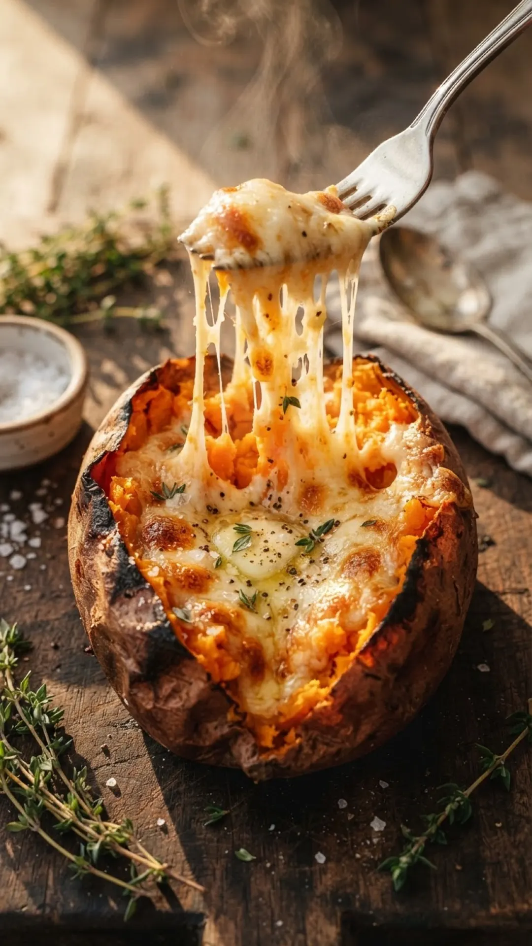 Cheese-Stuffed Sweet Potato Bake Preparation