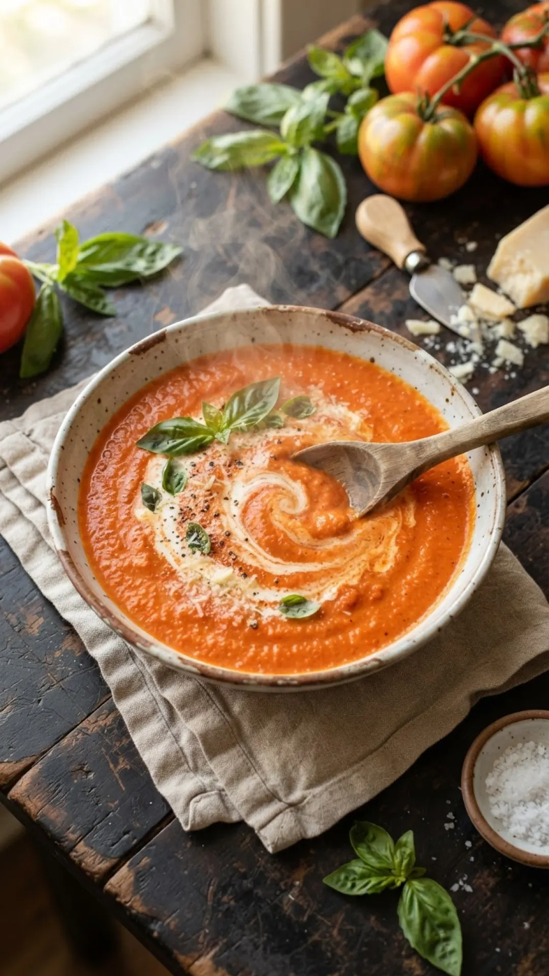 Classic Creamy Tomato Basil Soup Preparation
