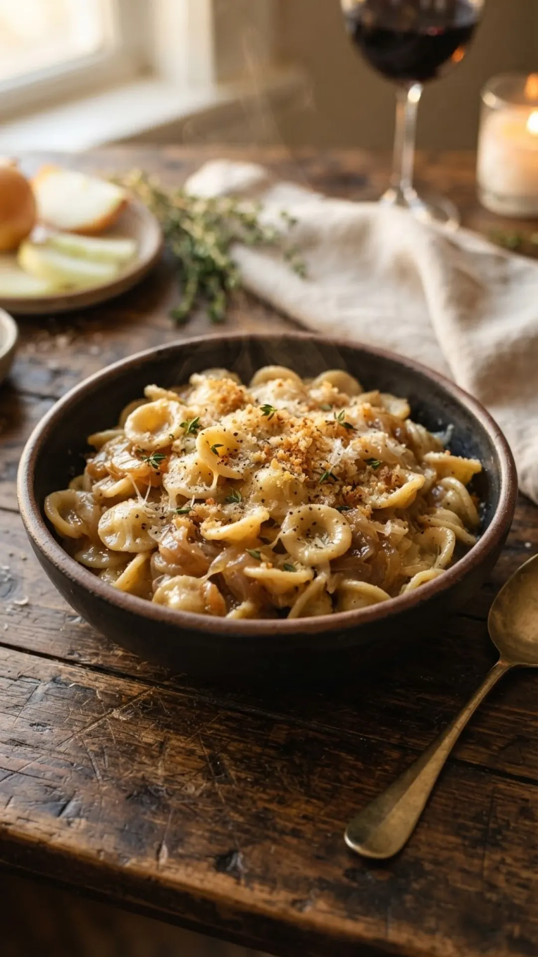 Creamy One-Pot French Onion Pasta Preparation