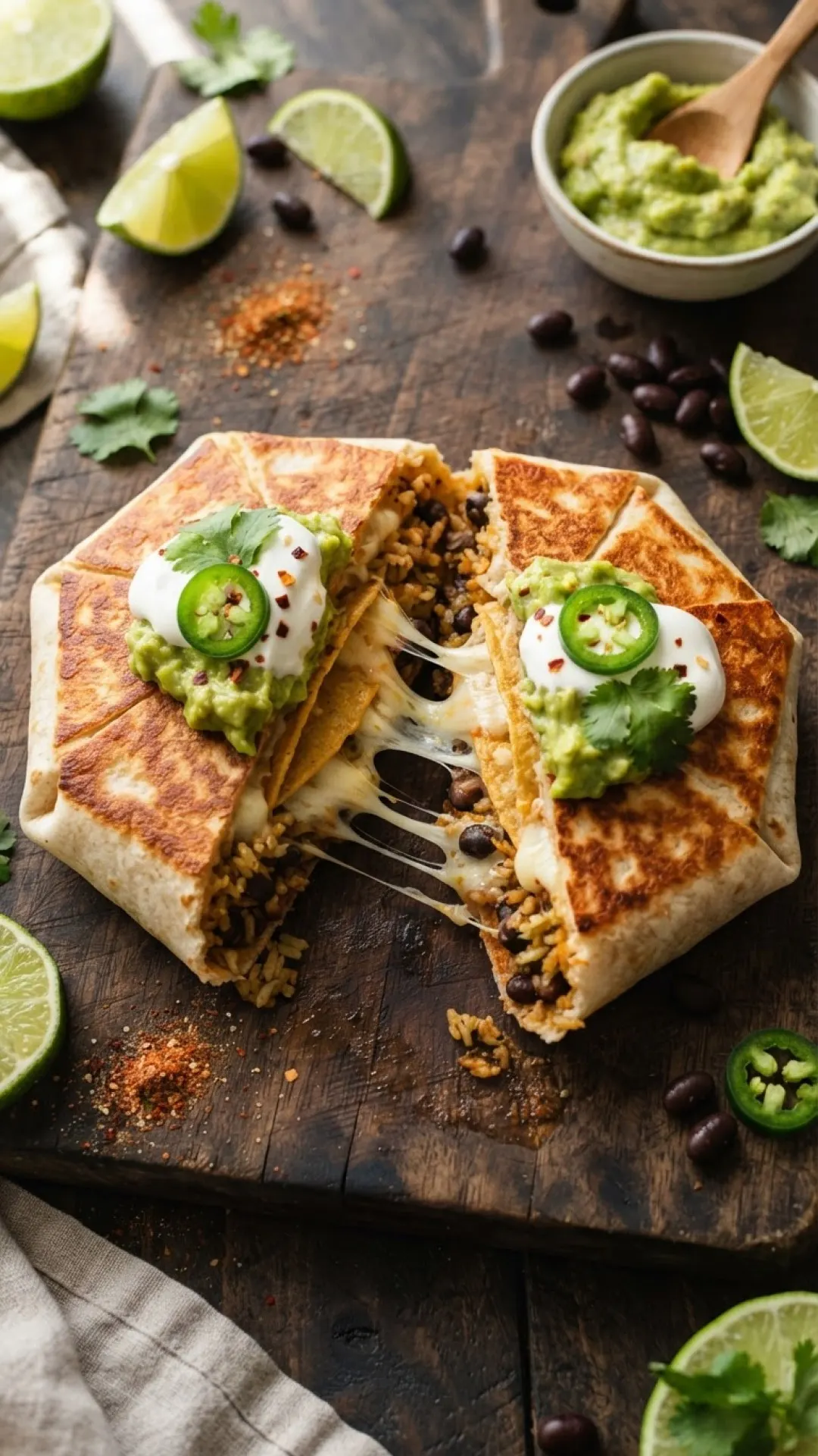 Crispy Bean & Rice Folded Crunchwrap Preparation