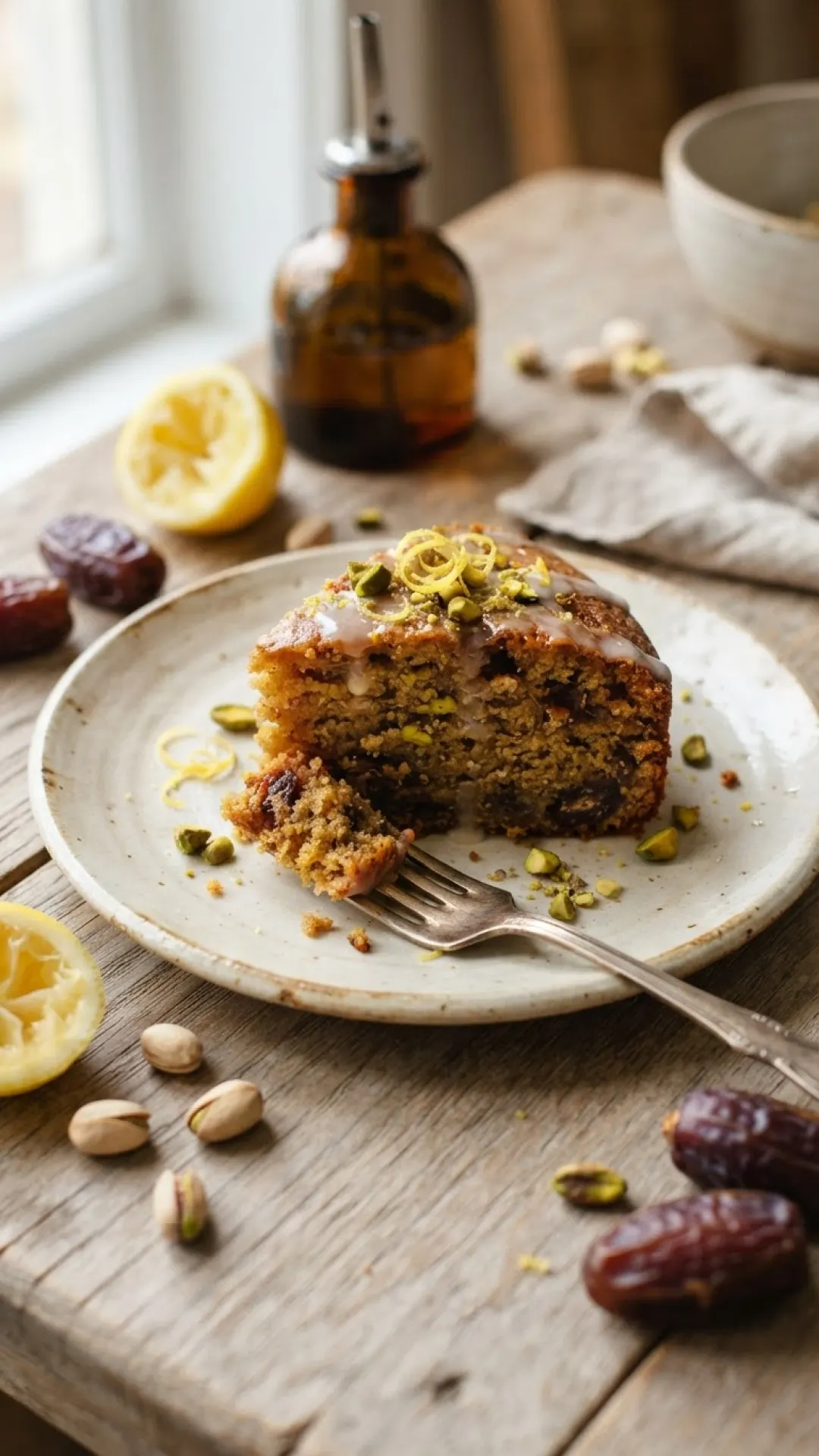 Date Pistachio Lemon Olive Oil Cake Preparation