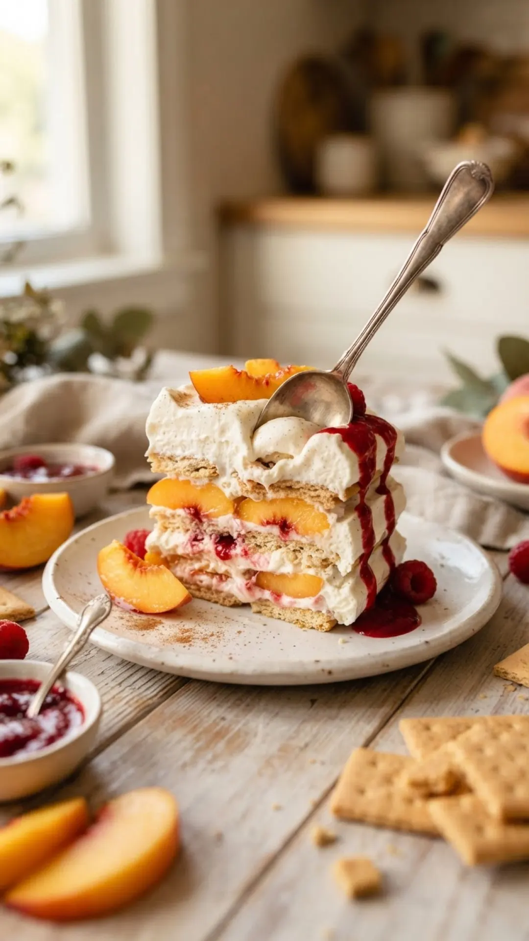 Effortless Peach Melba Icebox Cake Preparation