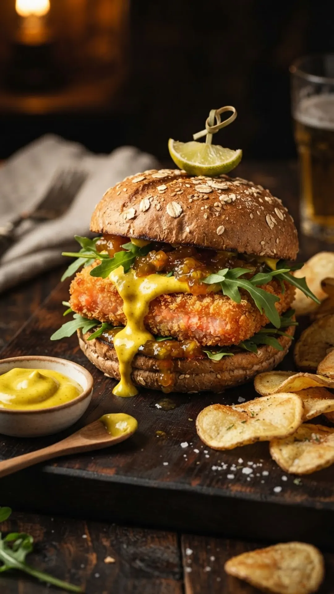 Fish & Chip Burgers with Curry Mayo Preparation