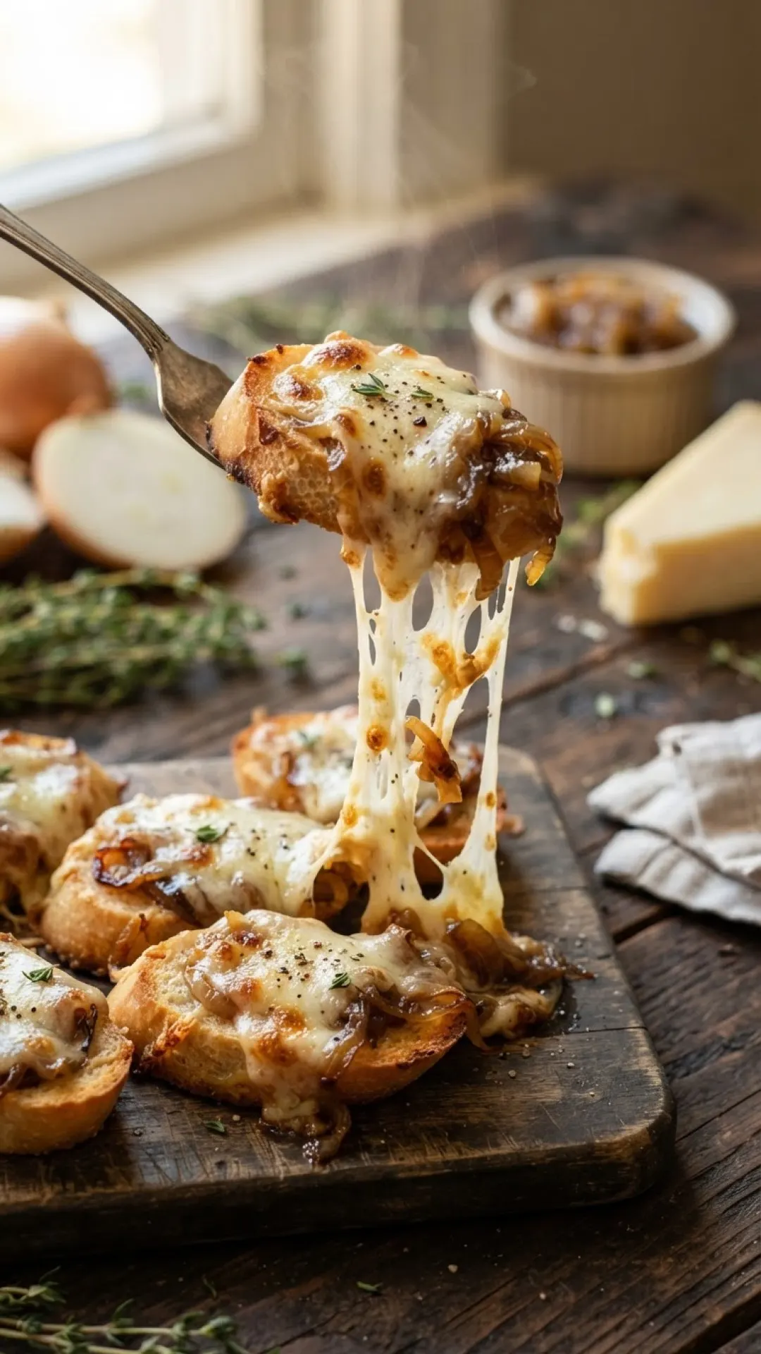 French Onion Soup Crostini Bites Preparation