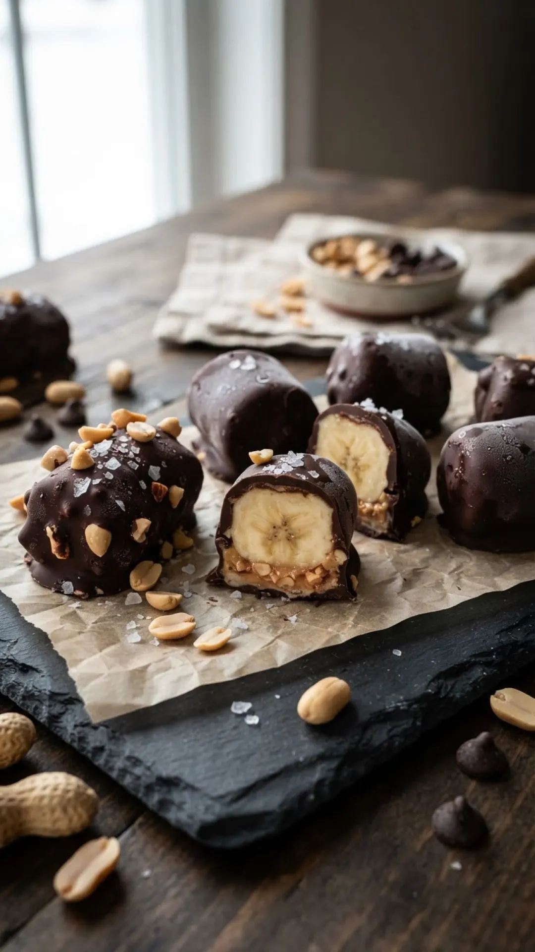 Frozen Banana Snickers Bites Preparation