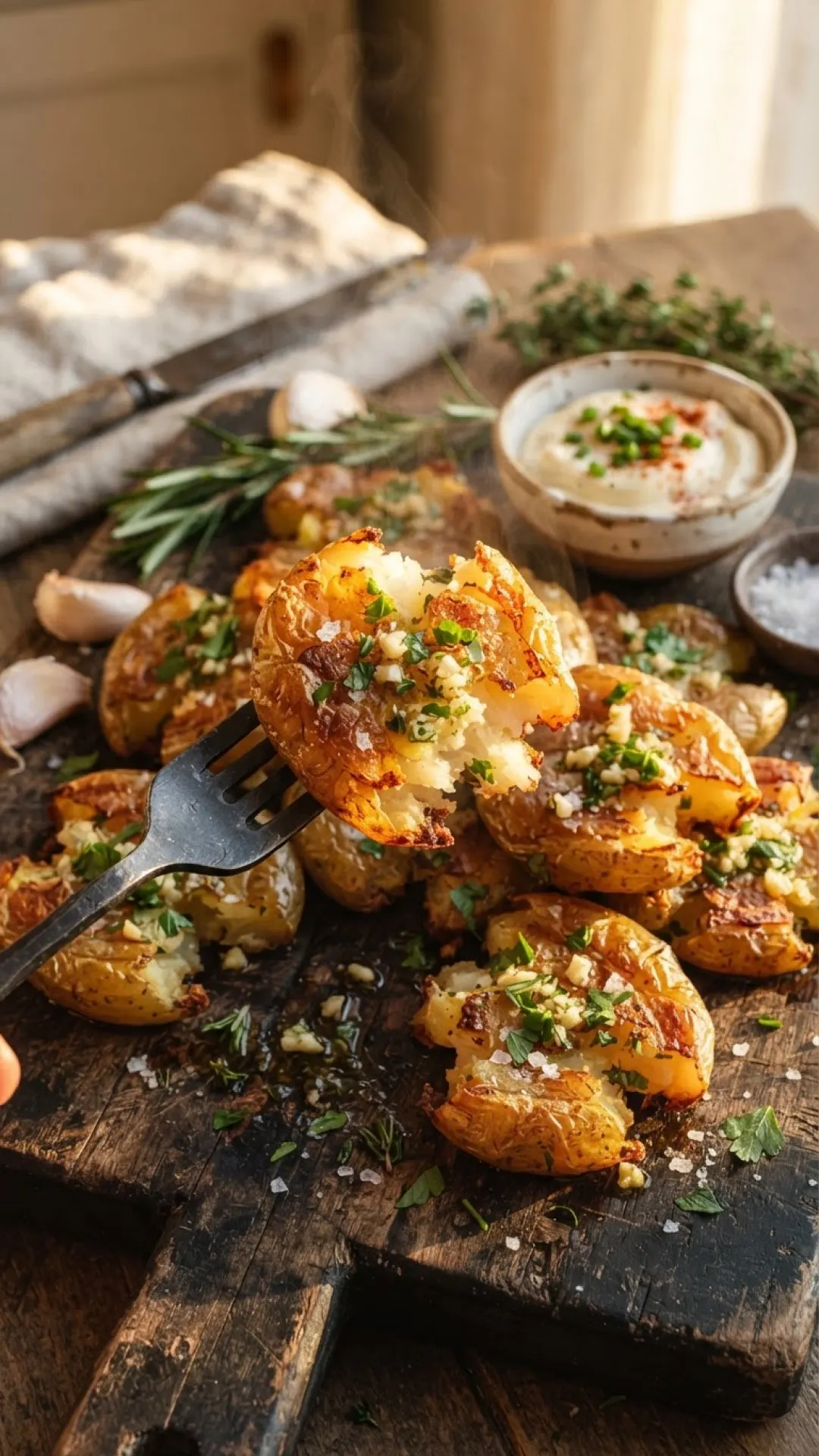 Garlic Herb Crispy Smashed Potatoes Preparation