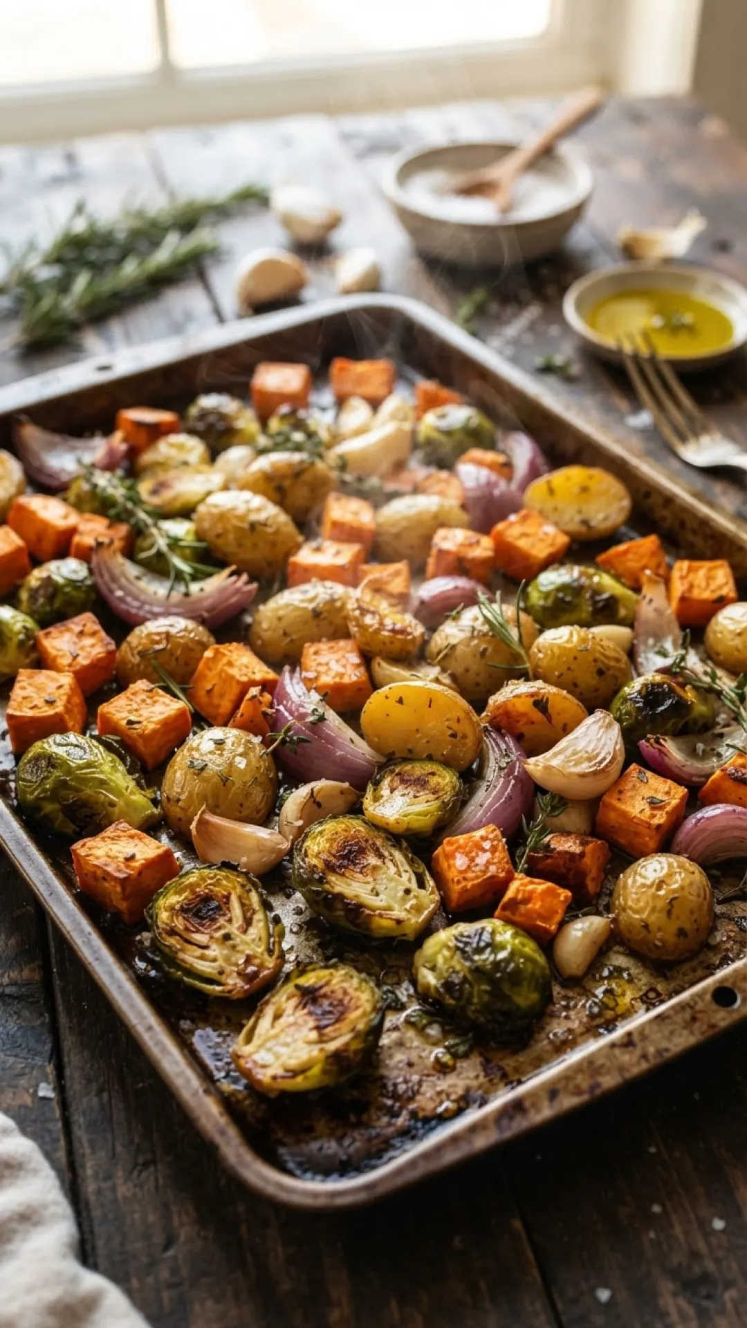 Garlic Herb Sheet Pan Roasted Mixed Vegetables Preparation