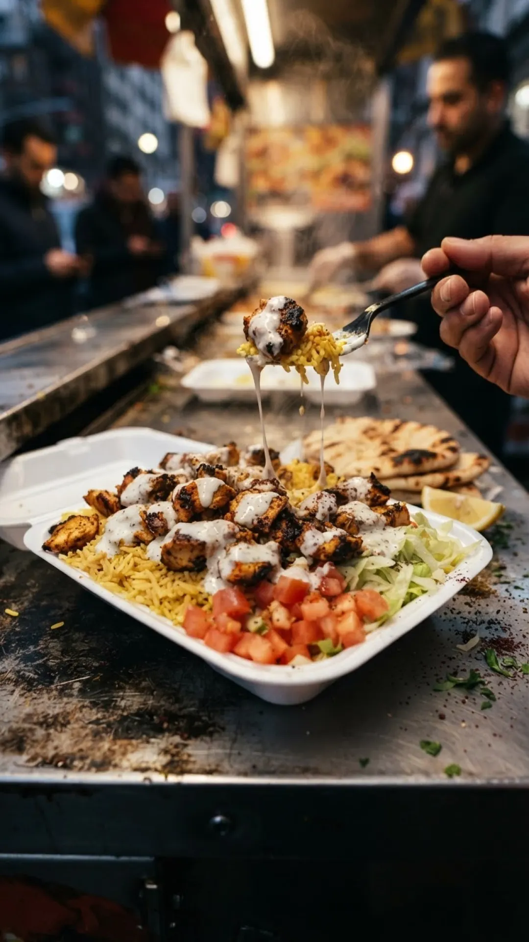 Halal Cart Style Chicken and Yellow Rice Preparation