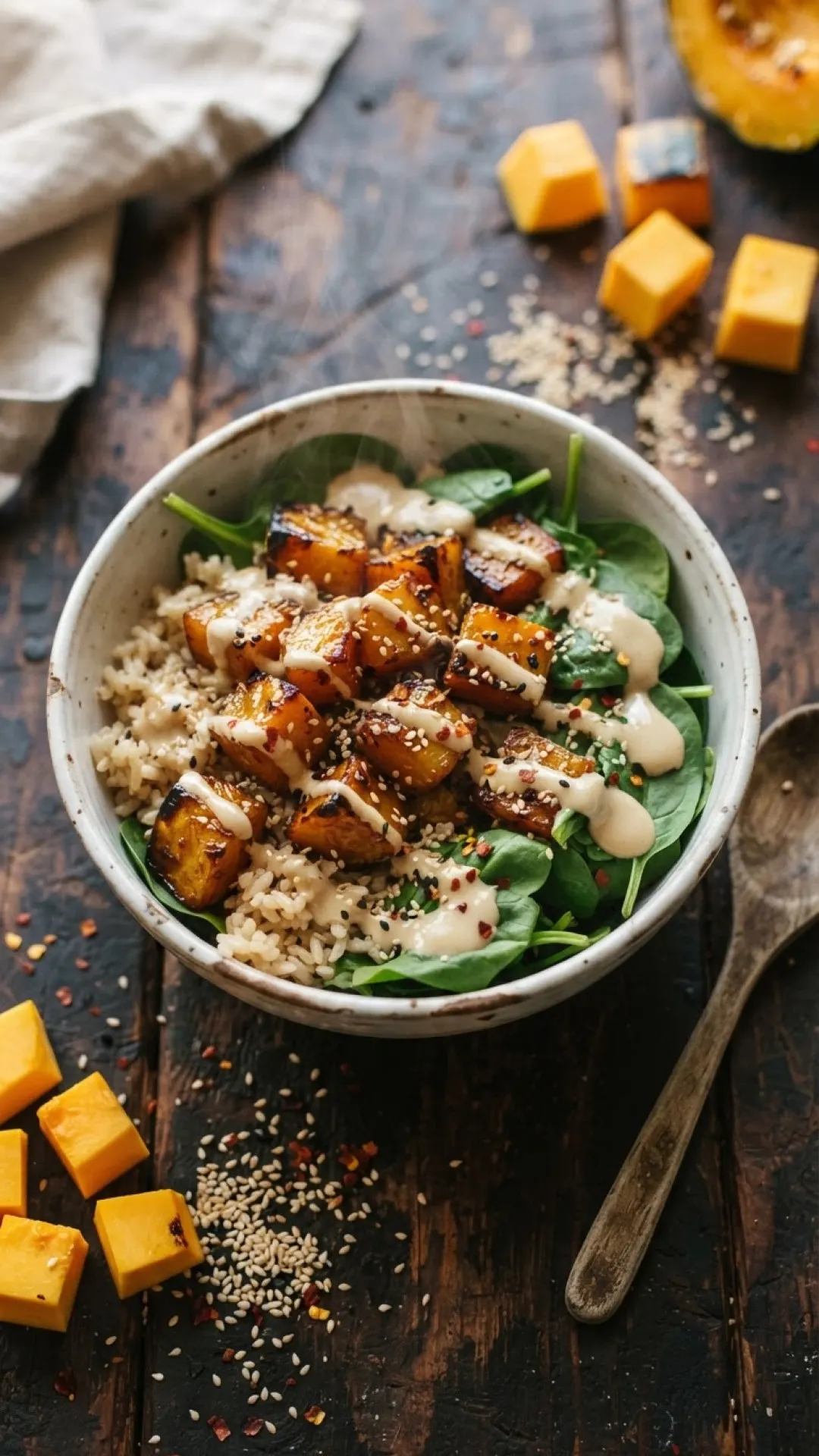 Hickory Sesame Roasted Squash Bowls Preparation