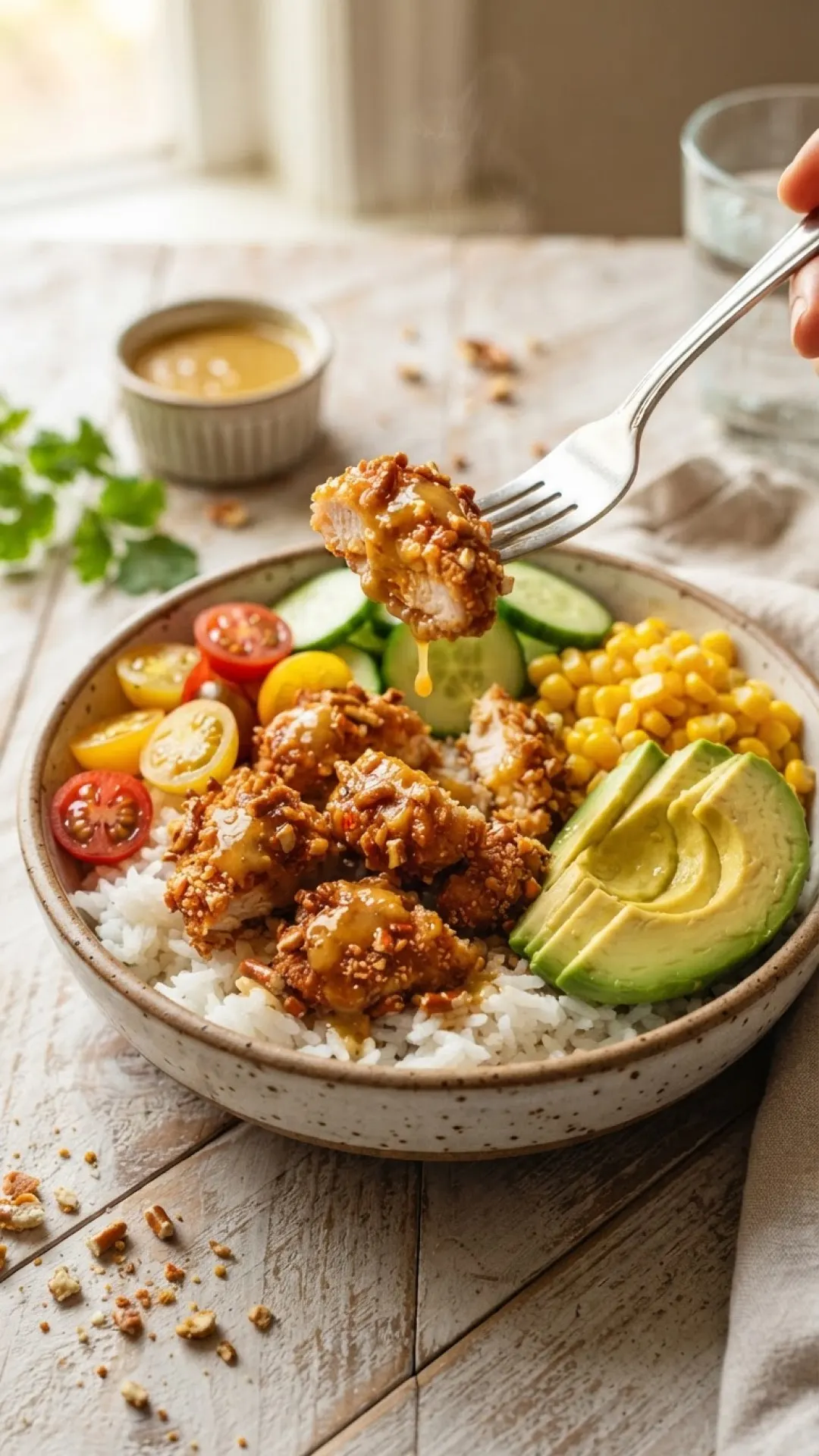 Honey Mustard Pretzel Chicken Bowls Preparation