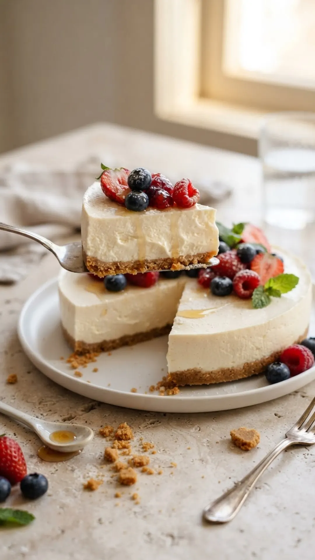 Japanese 2-Ingredient No-Bake Yogurt Cheesecake Preparation
