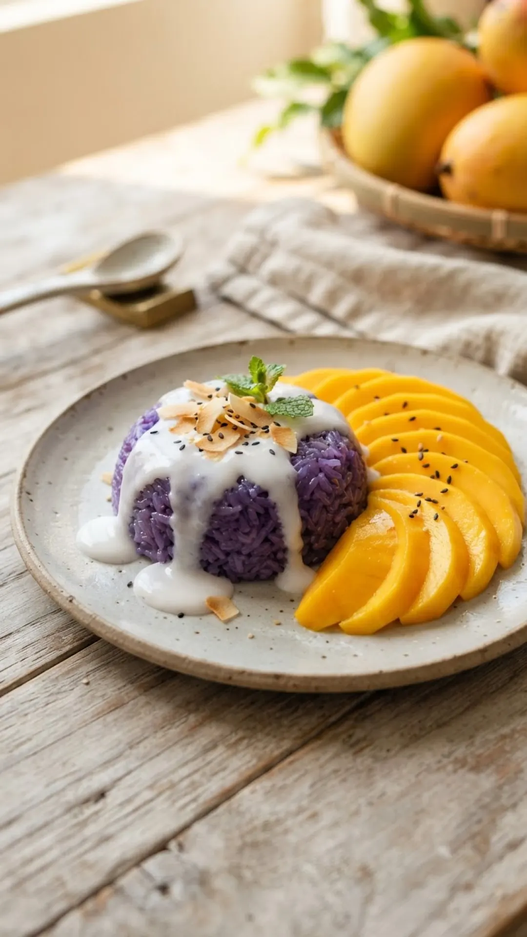 Mango Coconut Sticky Rice Dessert Preparation