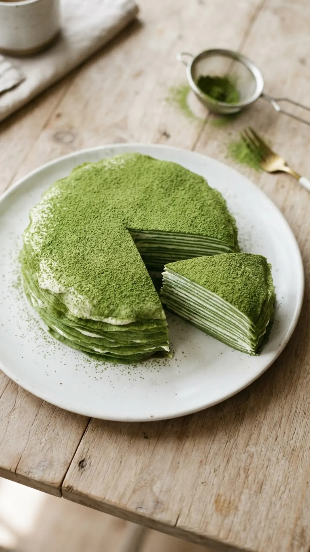Matcha Mille Crêpe Cake Preparation