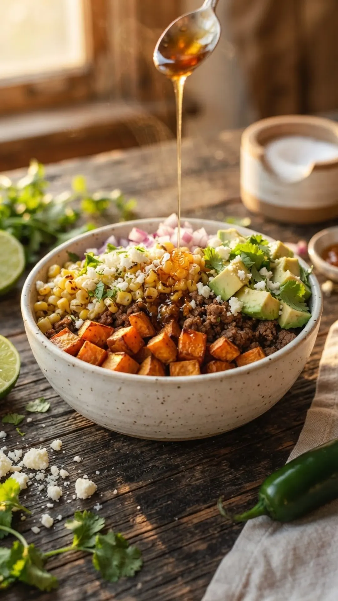 Mexican Street Corn Sweet Potato Bowls Preparation