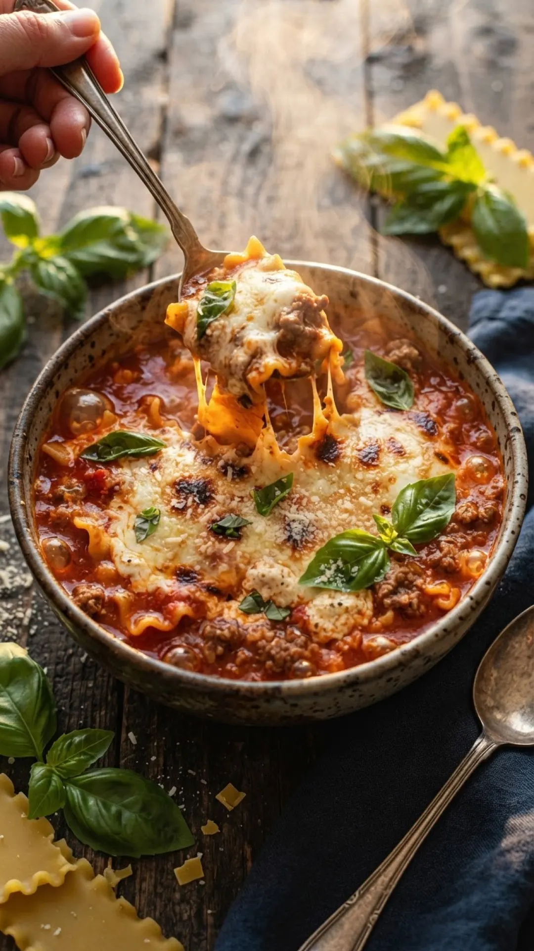 Million-Dollar Cheesy Lasagna Soup Preparation