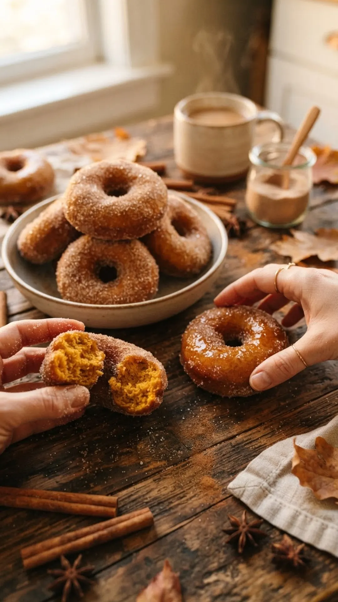 No-Knead Pumpkin Doughnuts with Cinnamon Sugar Preparation