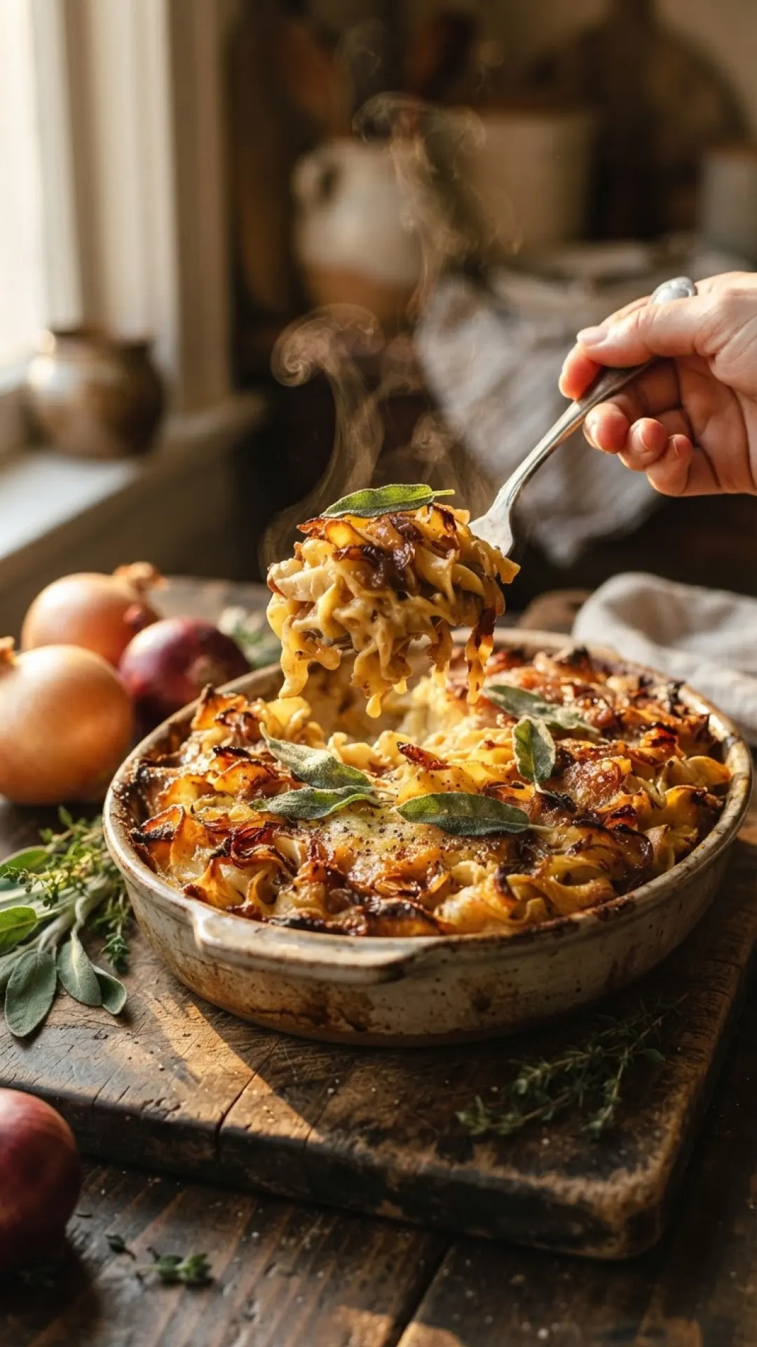 Noodle Kugel With Caramelized Onions & Brown Butter Preparation