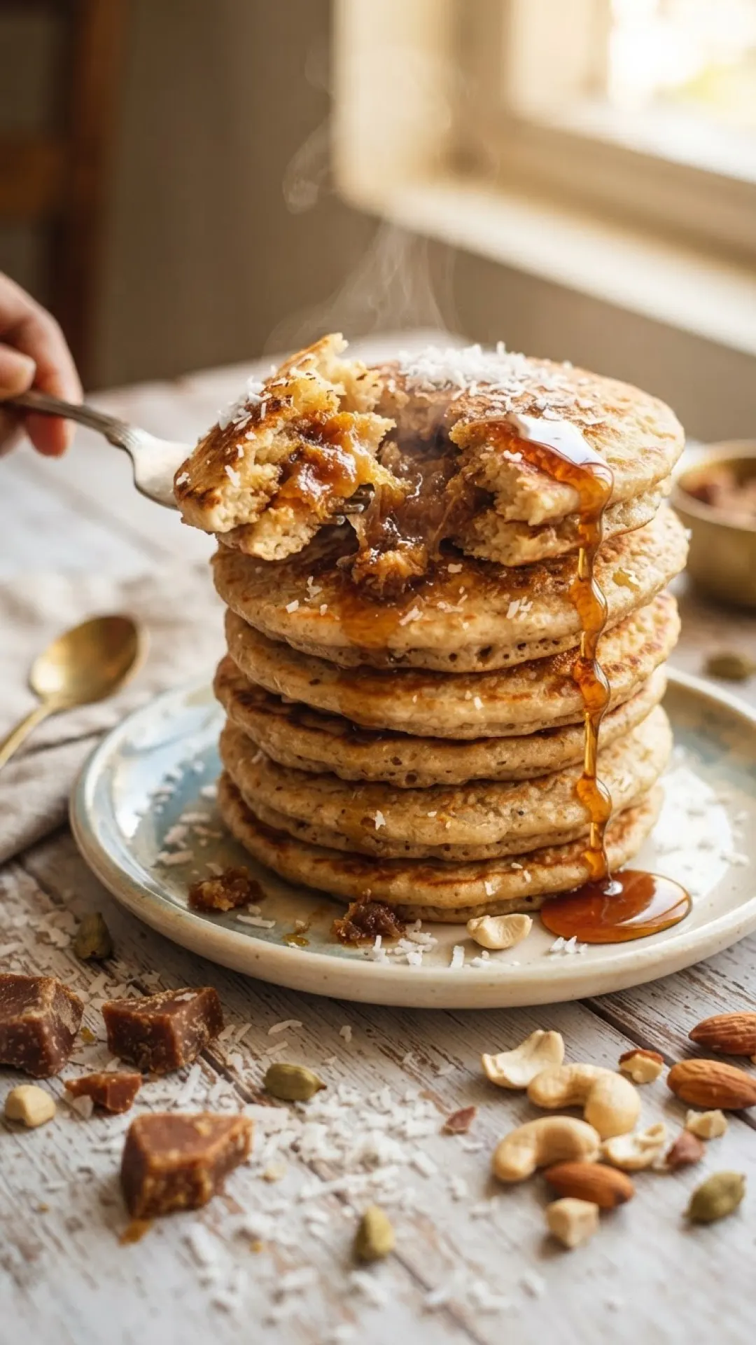 Onam Coconut and Jaggery Stuffed Pancakes Preparation