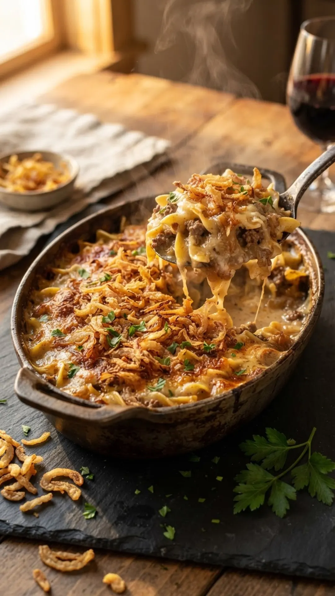 One Pot French Onion Casserole Preparation