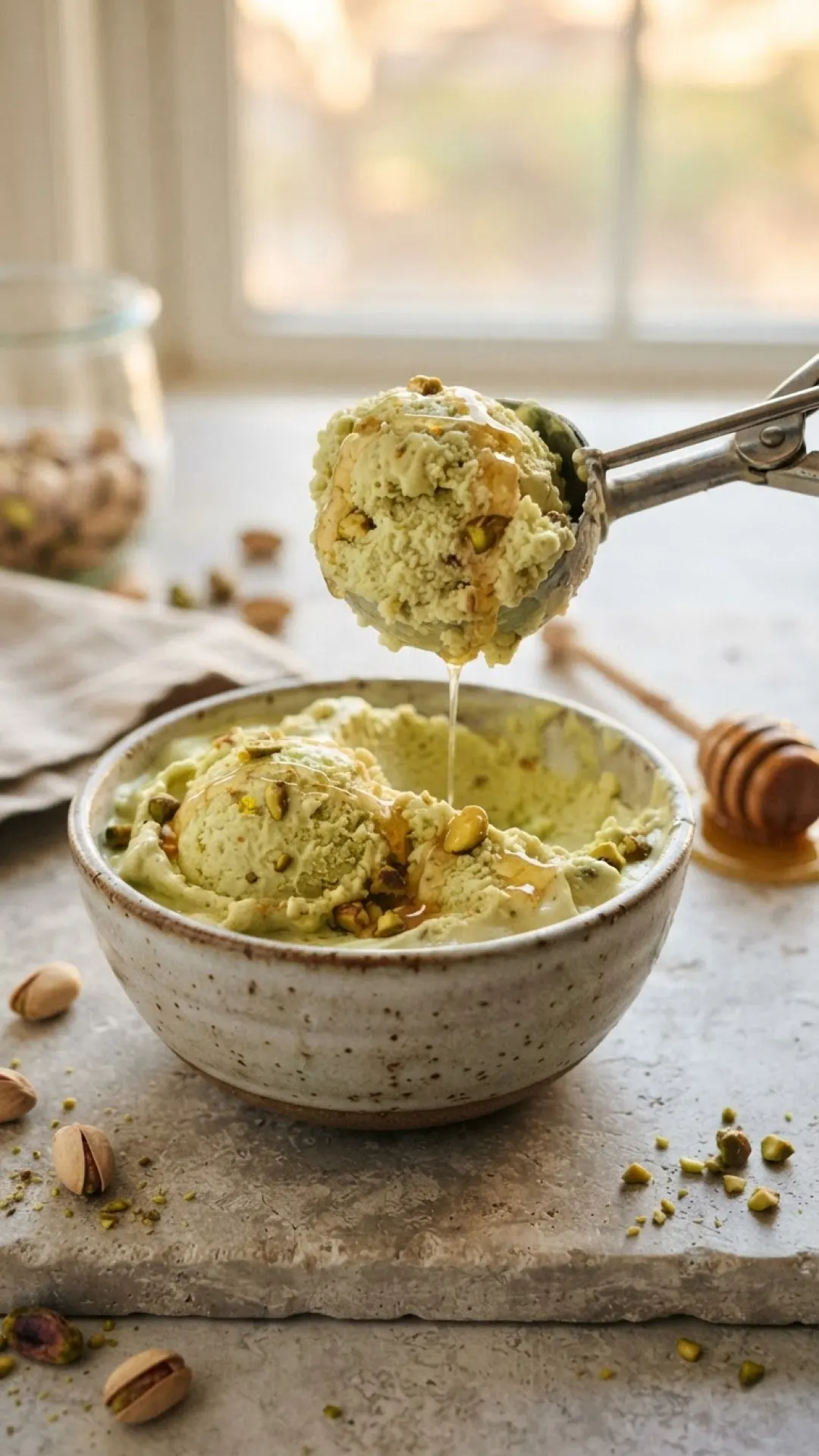 Pistachio Cottage Cheese Ice Cream Preparation