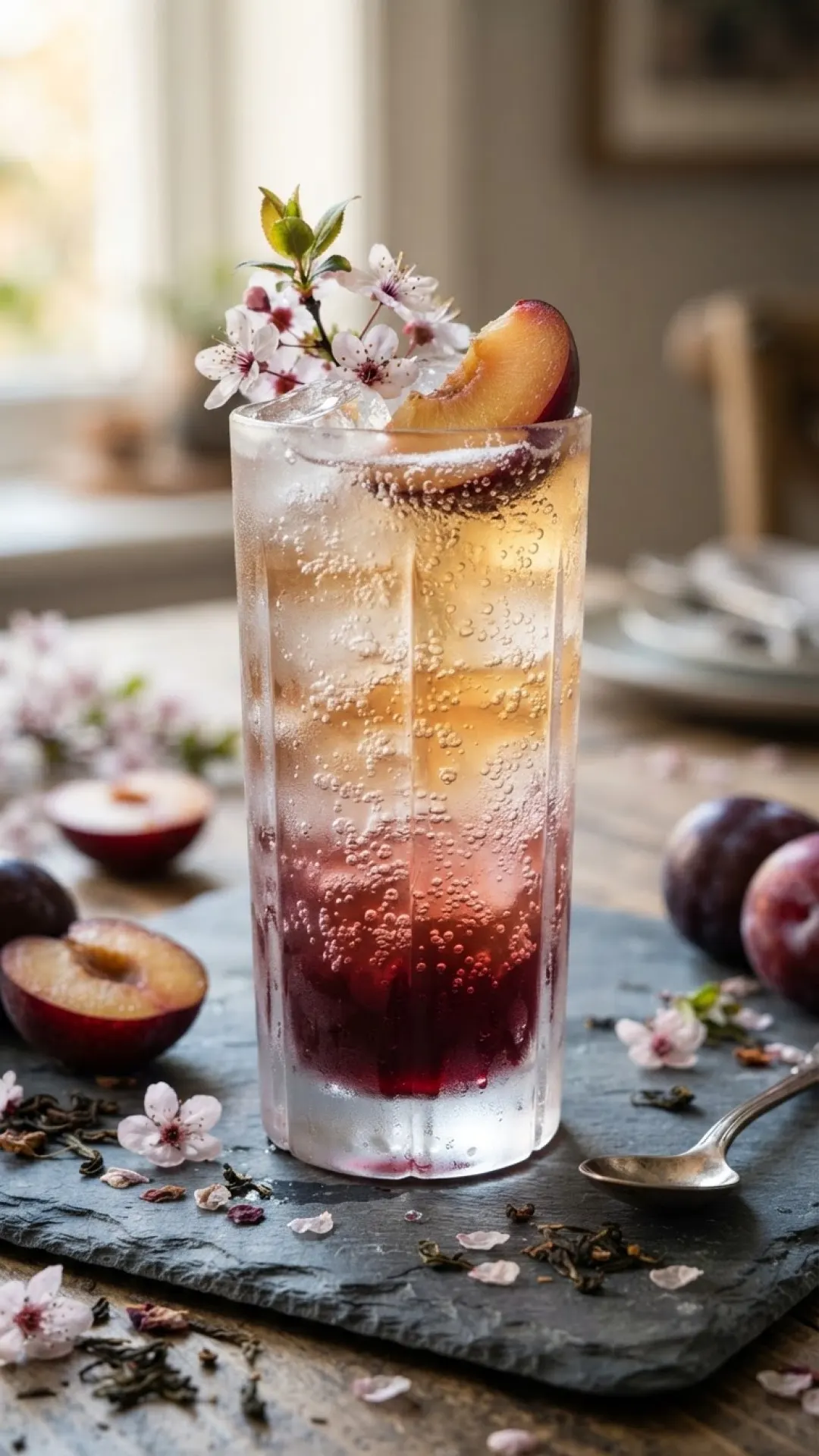 Plum Shrub & Sparkling Apple Mocktail Preparation