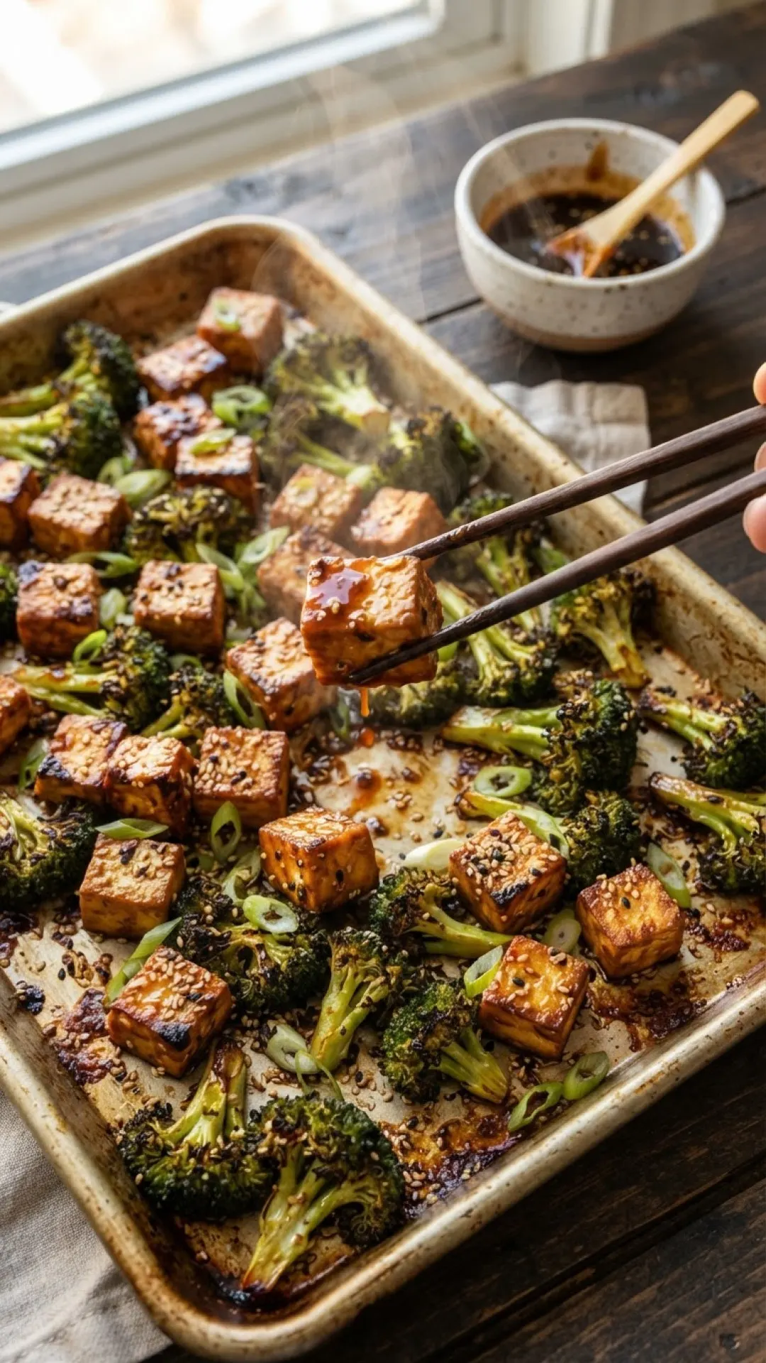 Sheet Pan Soyaki Tofu Preparation