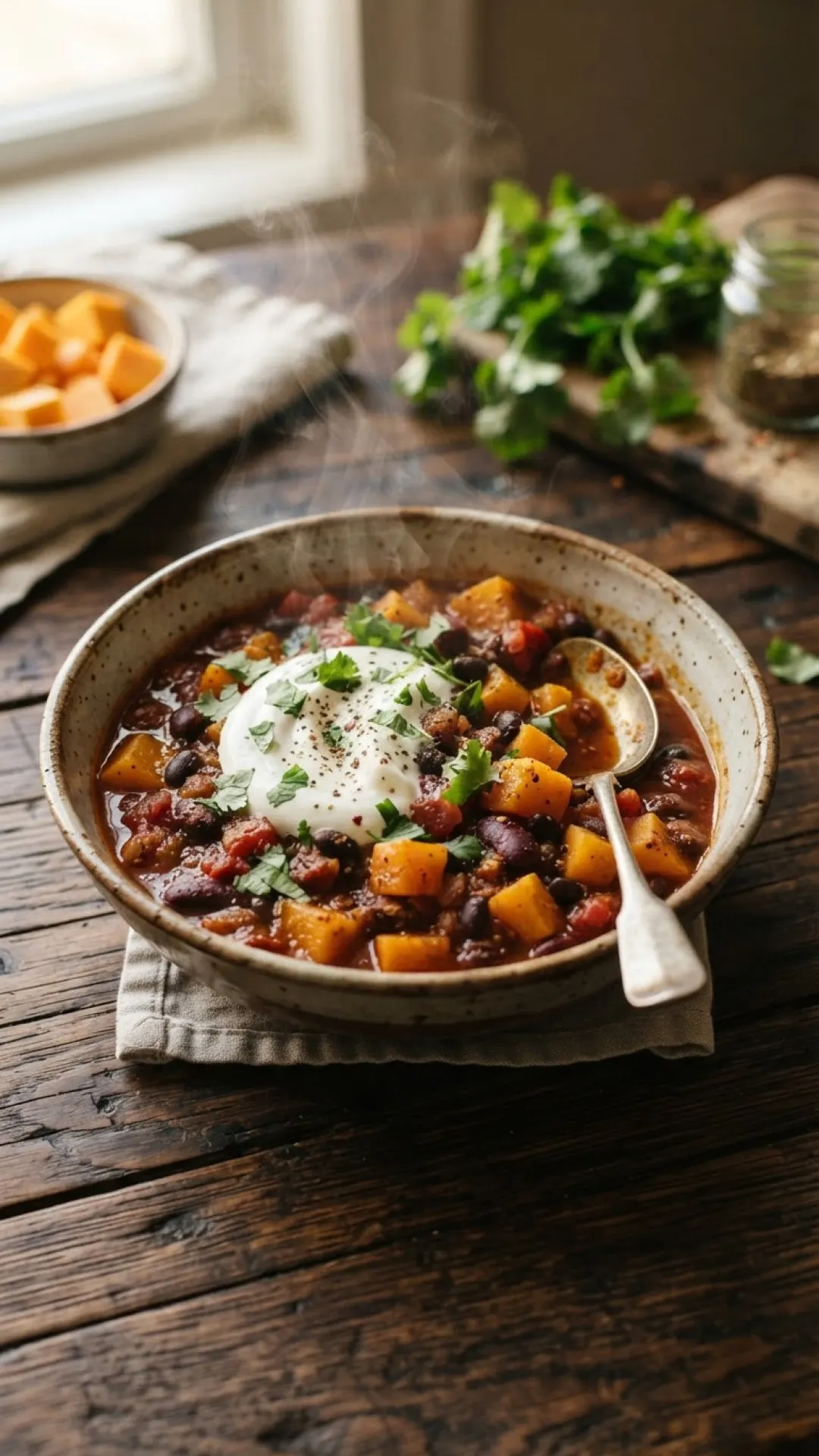 Slow Cooker Butternut Squash Chili Preparation