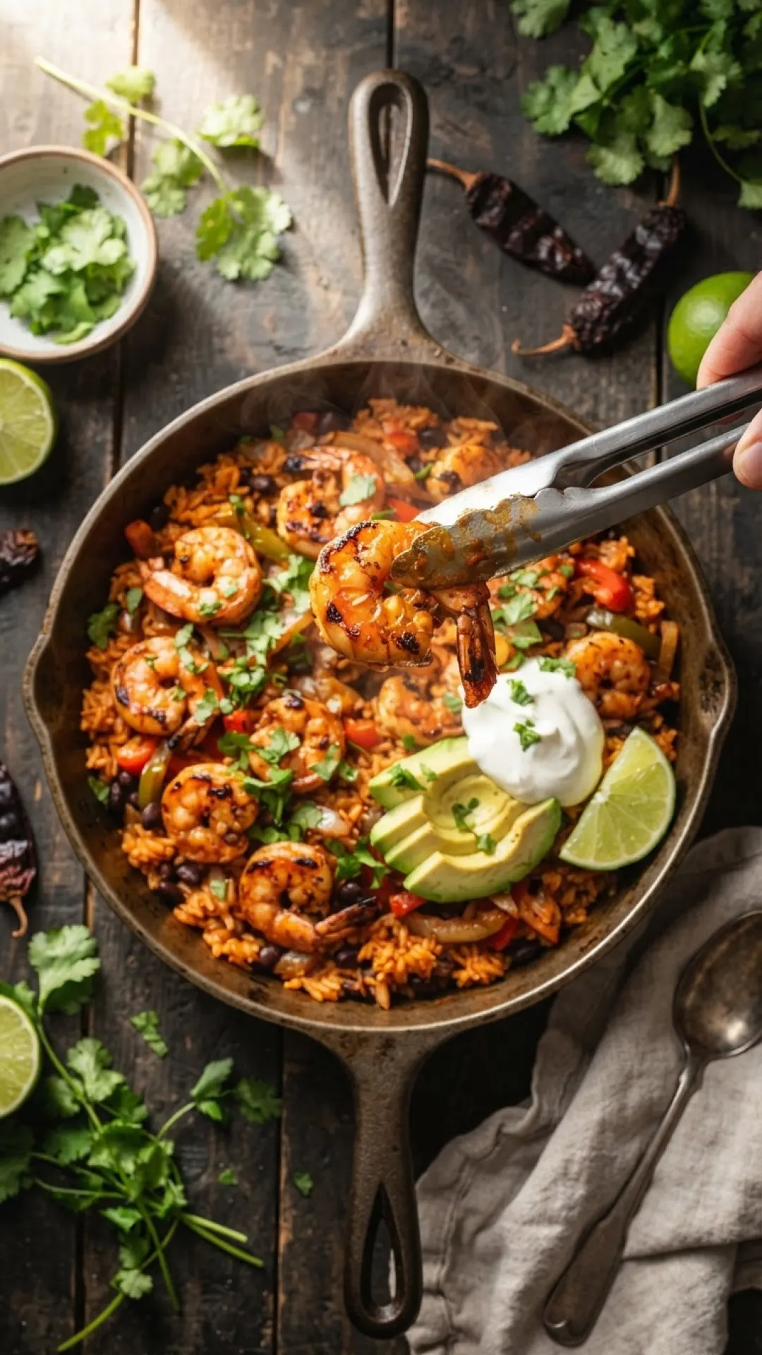 Smoky Chipotle Prawn Rice Skillet Preparation