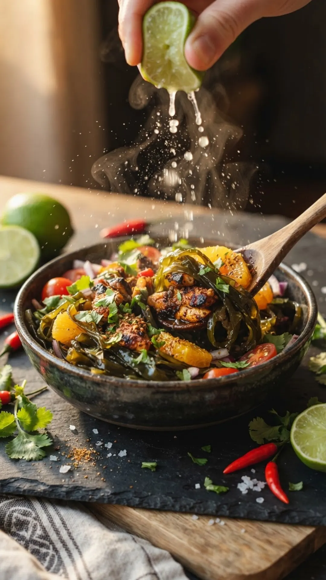 Smoky Citrussy Jerk Seaweed Bowls Preparation