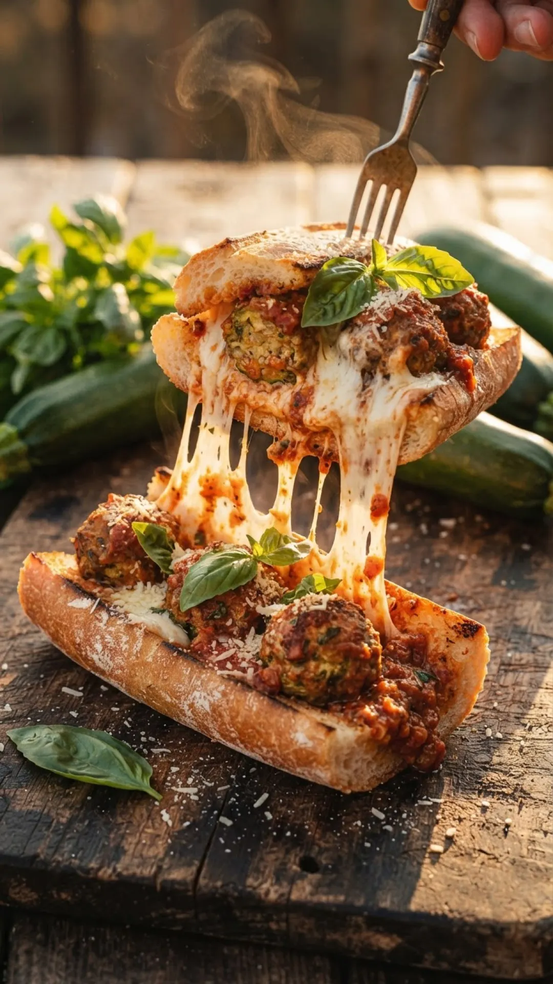 Sneaky Zucchini Meatball Subs with Mozzarella Preparation