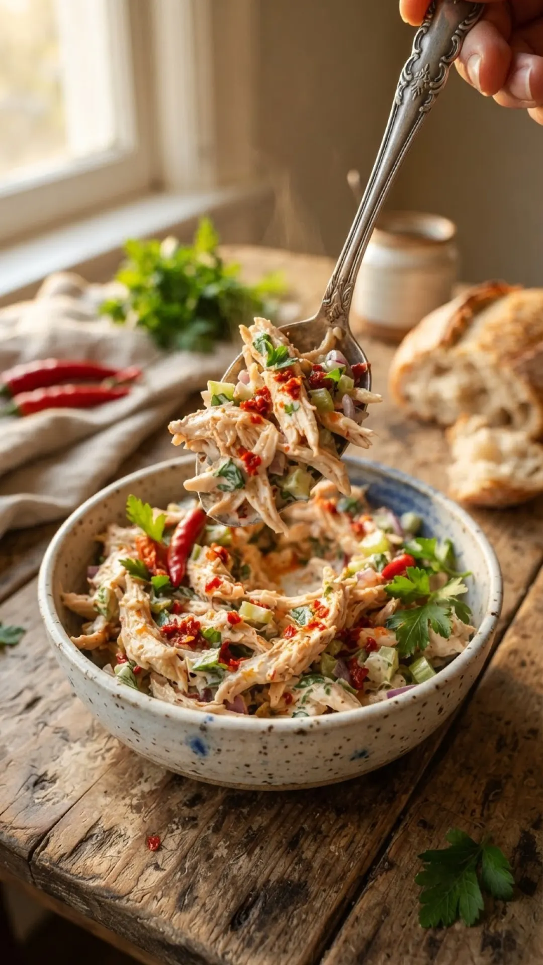 Spicy Calabrian Chili Chicken Salad Preparation