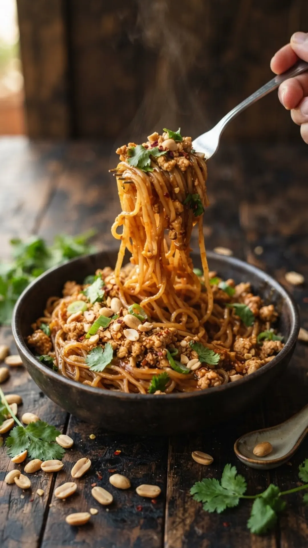 Sweet Chilli & Peanut Chicken Noodles Preparation