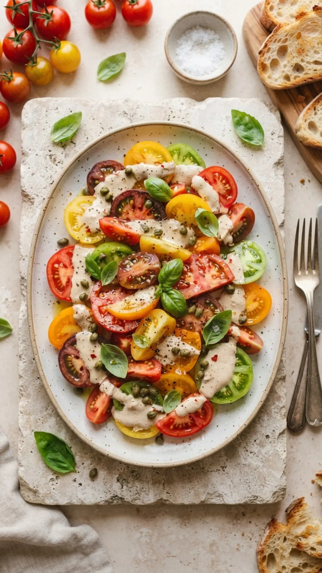 Tomato Tonnato Platter Preparation