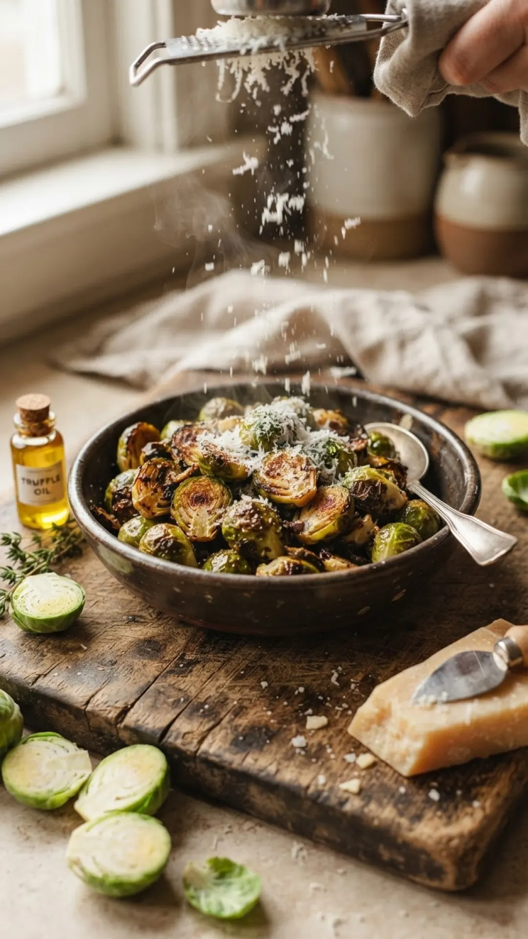 Truffle Parmesan Roasted Brussels Sprouts Preparation