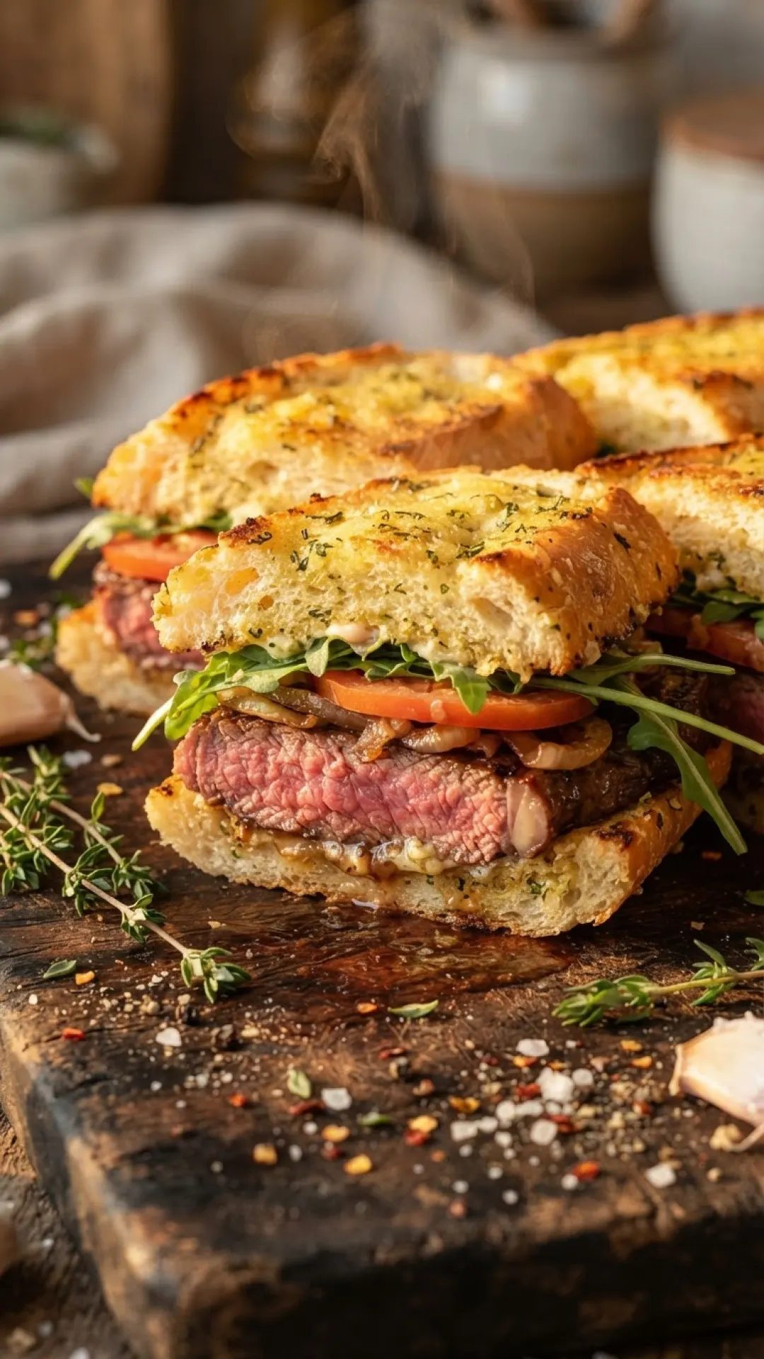 Ultimate Garlic Bread Steak Sandwich Preparation