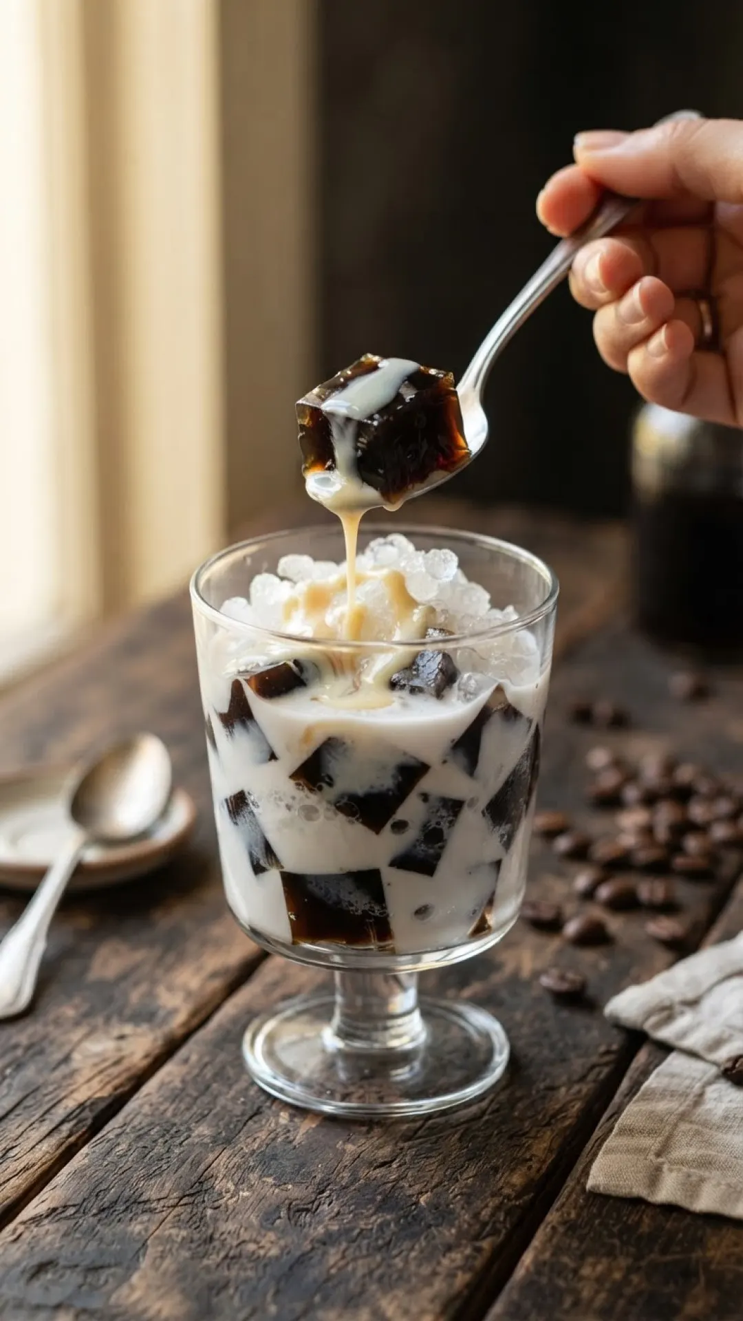 Vietnamese Iced Coffee Jelly Dessert Preparation