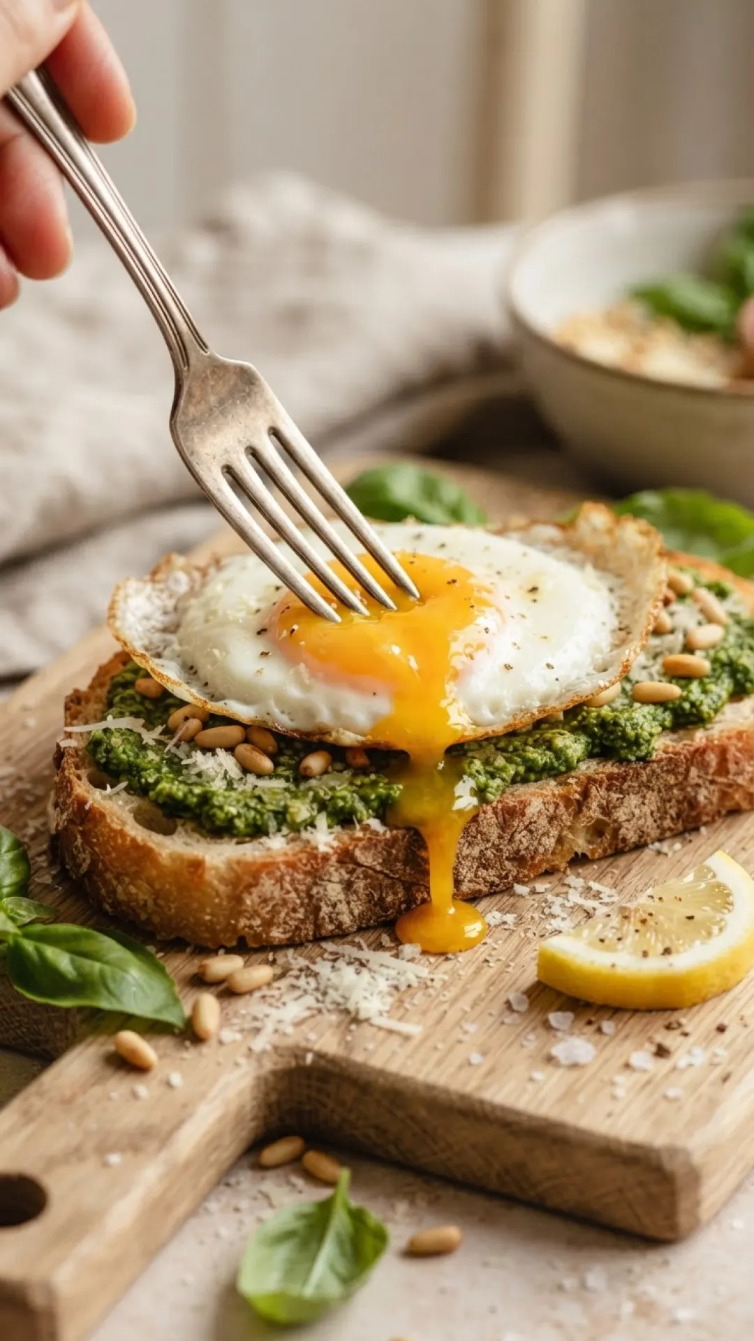 Viral Pesto Fried Eggs on Sourdough Preparation